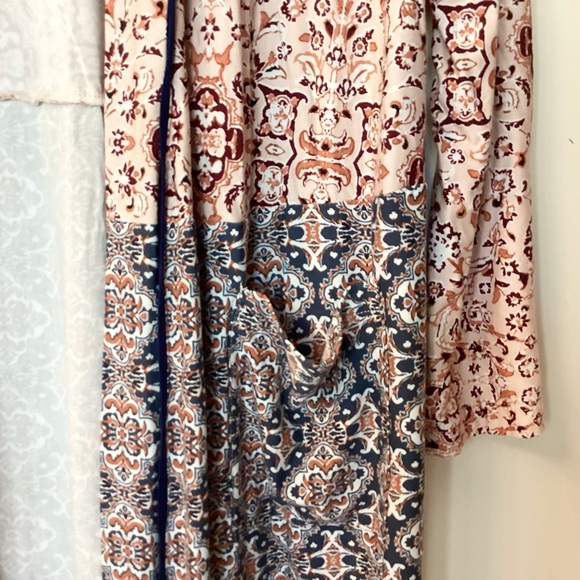 LOGO by Lori Goldstein QVC Open Front Mixed Print Duster - Blue/Pink - L - Picture 5 of 10